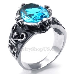 Blauwe Zirkoon Titanium Ring