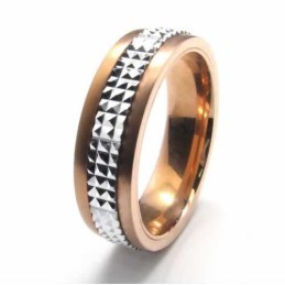 6 Mm Titanium En Vergulde Ingelegde Ring