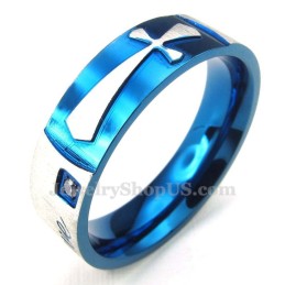 Blauwe Titanium Kruisring