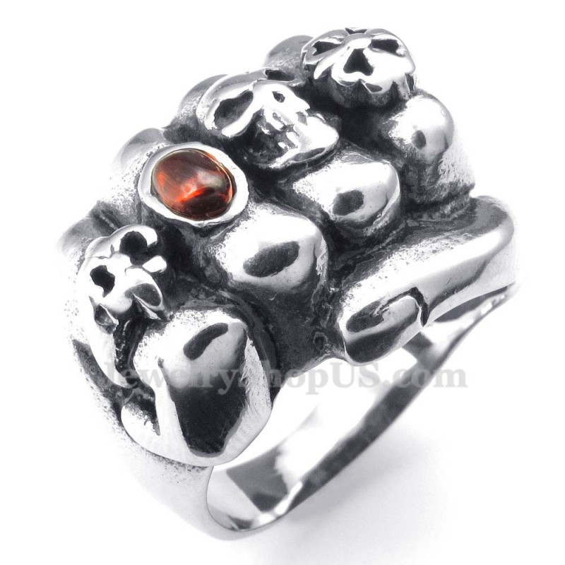 Titanium Vuistring Met Rode Zirkoon Titanium Vuistring Met Rode Zirkoon