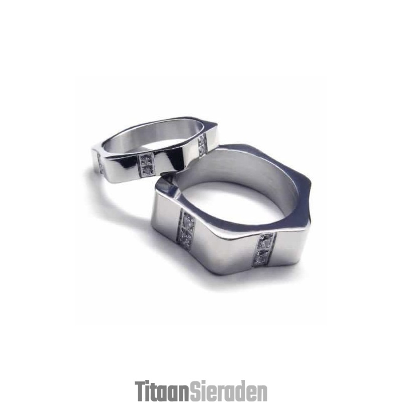 Diamanten Zetting 6 Mm Titanium Ingelegde Ring Diamanten Zetting 6 Mm Titanium Ingelegde Ring