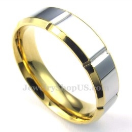 Mode Zilveren Gouden Titanium Ring (Heren)