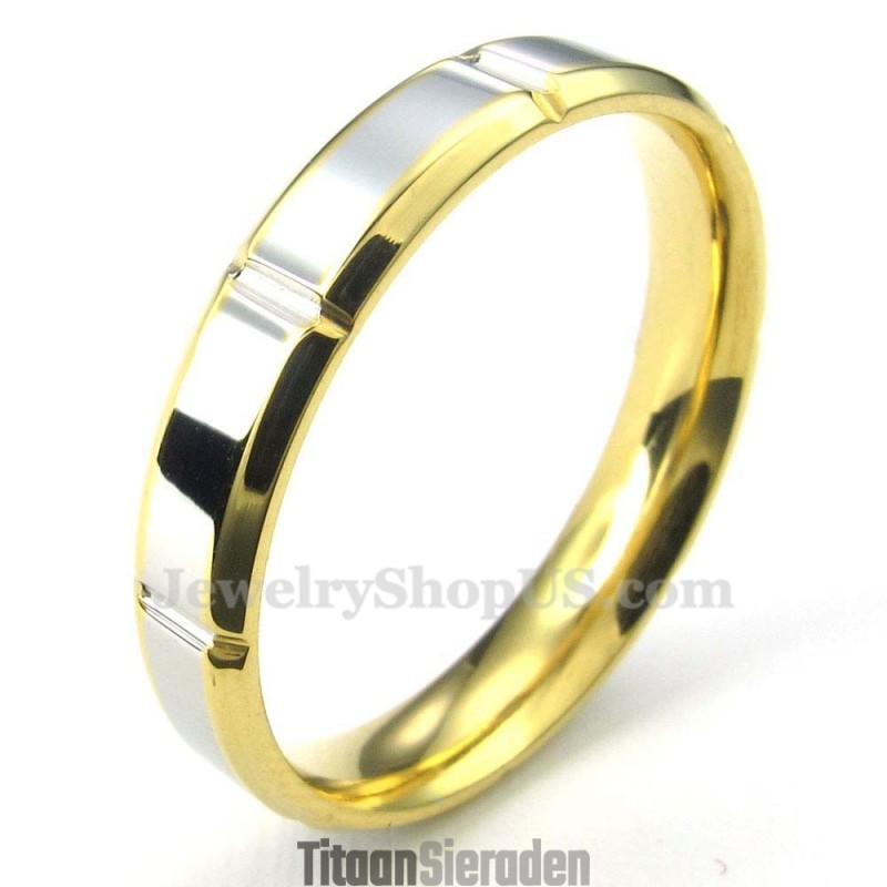 Mode Zilveren Gouden Titanium Ring (Dames) Mode Zilveren Gouden Titanium Ring (Dames)
