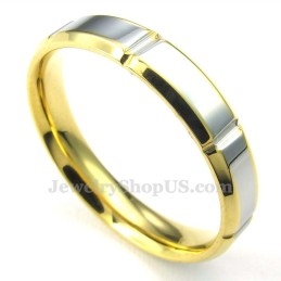 Mode Zilveren Gouden Titanium Ring (Dames)