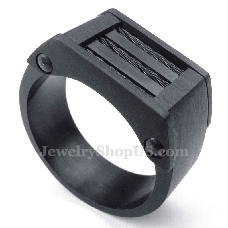 Zwarte Draad Titanium Ring Zwarte Draad Titanium Ring