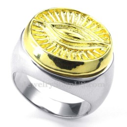 Gouden Zonnegod Titanium Ring