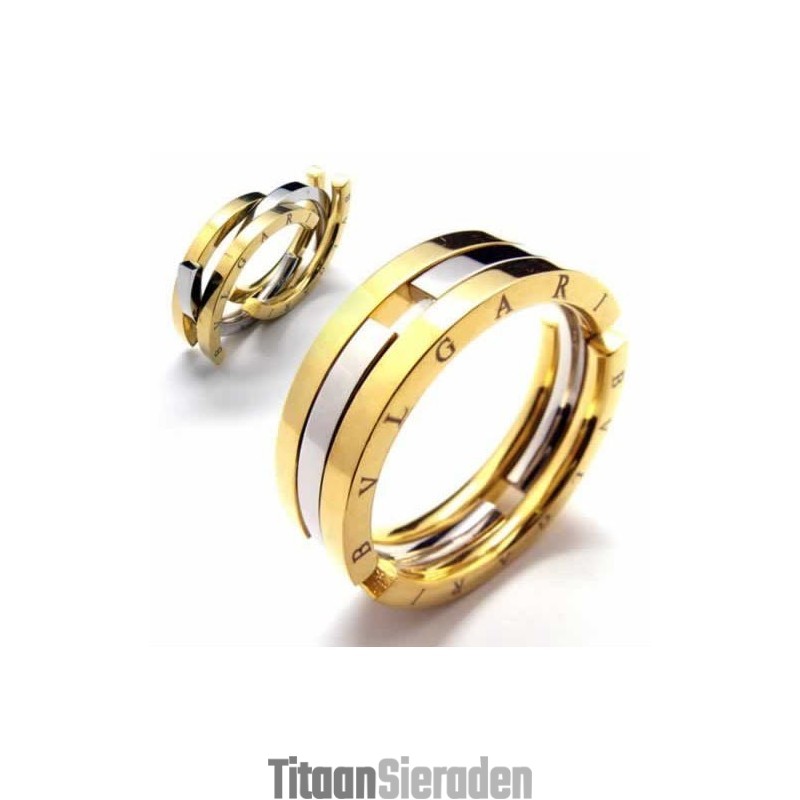8 Mm Titanium En Gouden Puzzelring