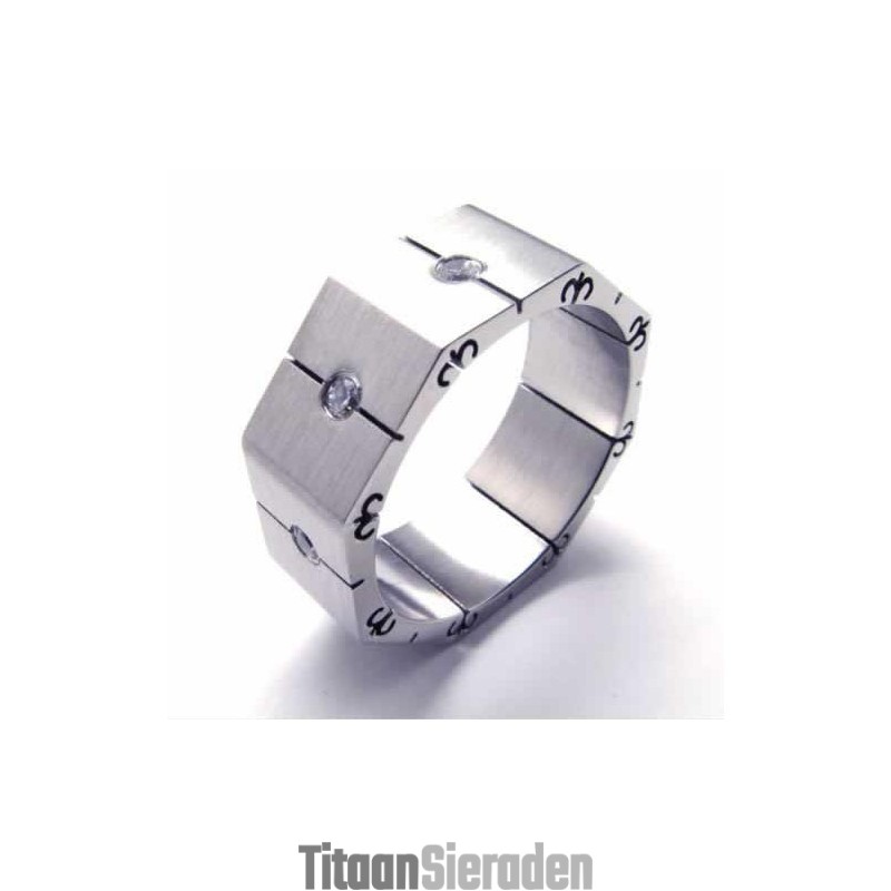Diamanten 8 Mm Titanium Ingelegde Ring