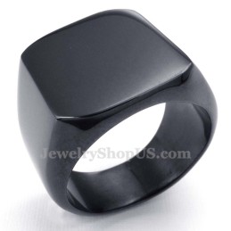 Heren Zwarte Titanium Gladde Ring
