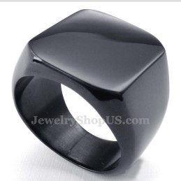 Heren Zwarte Titanium Gladde Ring