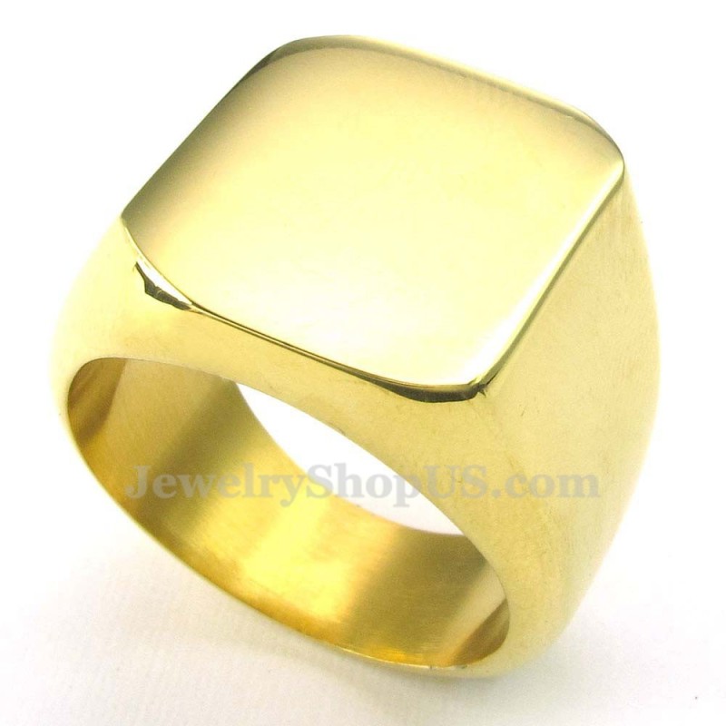 Heren Gouden Titanium Gladde Ring