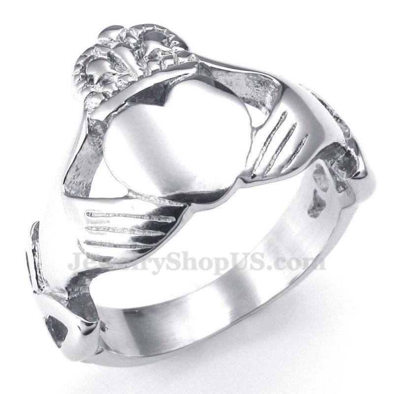 Handen Knuffelen Omhoog Hart Titanium Ring Handen Knuffelen Omhoog Hart Titanium Ring