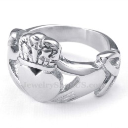 Handen Knuffelen Omhoog Hart Titanium Ring