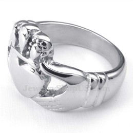 Handen Knuffelen Omhoog Hart Titanium Ring