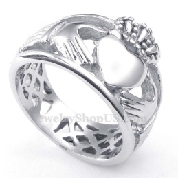 Handen Knuffelen Omhoog Hart Titanium Ring