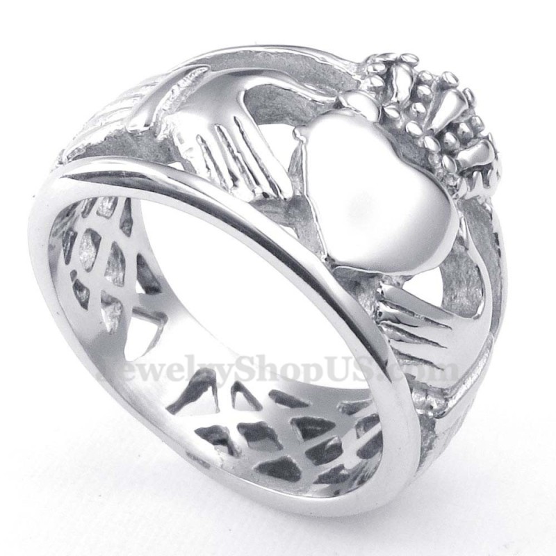 Handen Knuffelen Omhoog Hart Titanium Ring Handen Knuffelen Omhoog Hart Titanium Ring