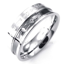 Titanium Lovers Ring Met Witte Strass
