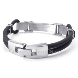 Zilveren Zwarte Titanium Armbanden Met Draadleer