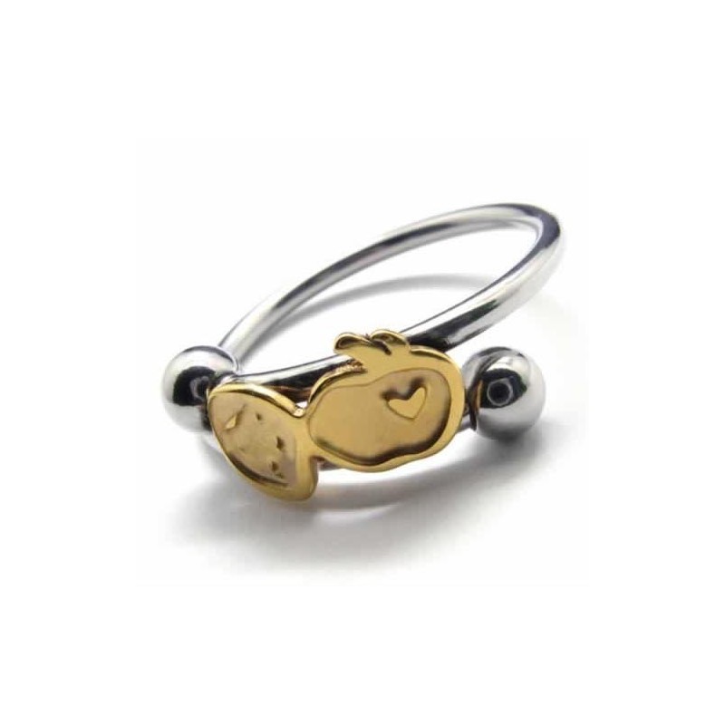 Fruit Love 8 Mm Titanium En Gouden Ring Fruit Love 8 Mm Titanium En Gouden Ring