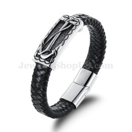 Prachtige Heren Titanium Leren Armband C948