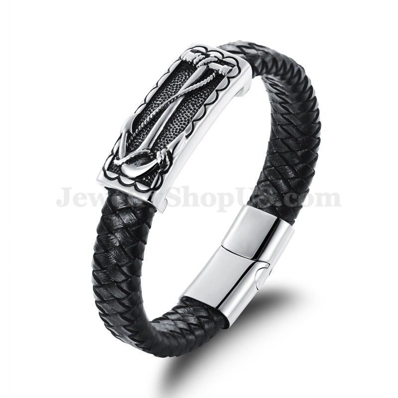 Prachtige Heren Titanium Leren Armband C948 Prachtige Heren Titanium Leren Armband C948