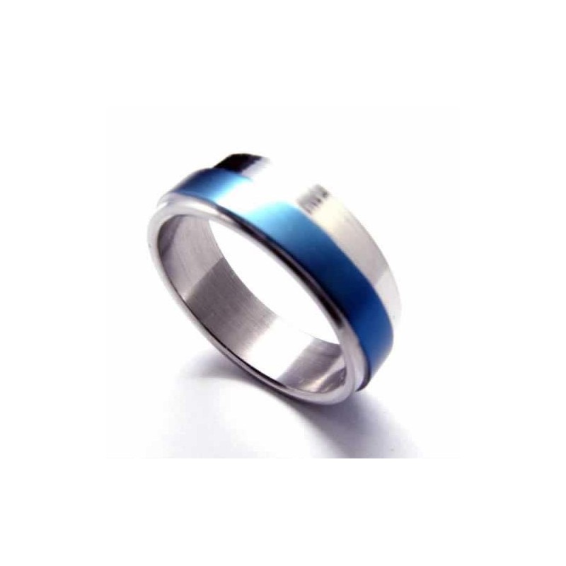 Heren 6 Mm Blauwe Titanium Ring