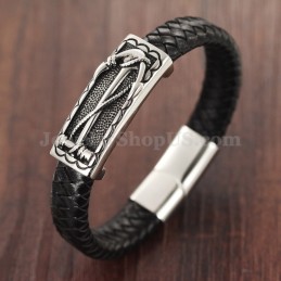 Prachtige Heren Titanium Leren Armband C948