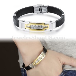 Hot Sale Heren Goudkleurige Zirkonia Titanium Armband C934