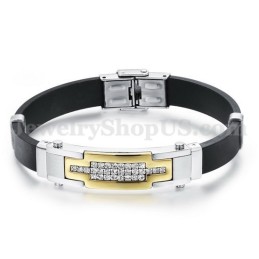 Hot Sale Heren Goudkleurige Zirkonia Titanium Armband C934