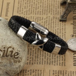 Mode Heren Titanium Leren Armband C902