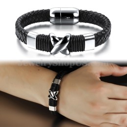 Mode Heren Titanium Leren Armband C902