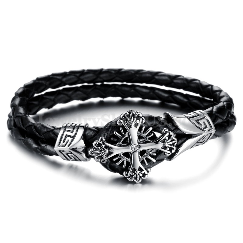 Gepersonaliseerde Gebreide Titanium Leren Armband Voor Heren C869 Gepersonaliseerde Gebreide Titanium Leren Armband Voor Heren C869