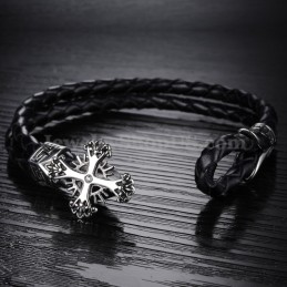 Gepersonaliseerde Gebreide Titanium Leren Armband Voor Heren C869