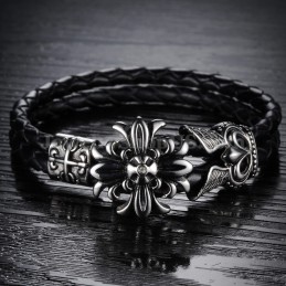 Goede Aanbieding Heren Titanium Leren Armband C871