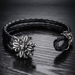 Goede Aanbieding Heren Titanium Leren Armband C871