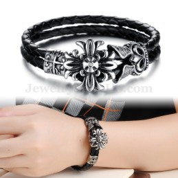 Goede Aanbieding Heren Titanium Leren Armband C871