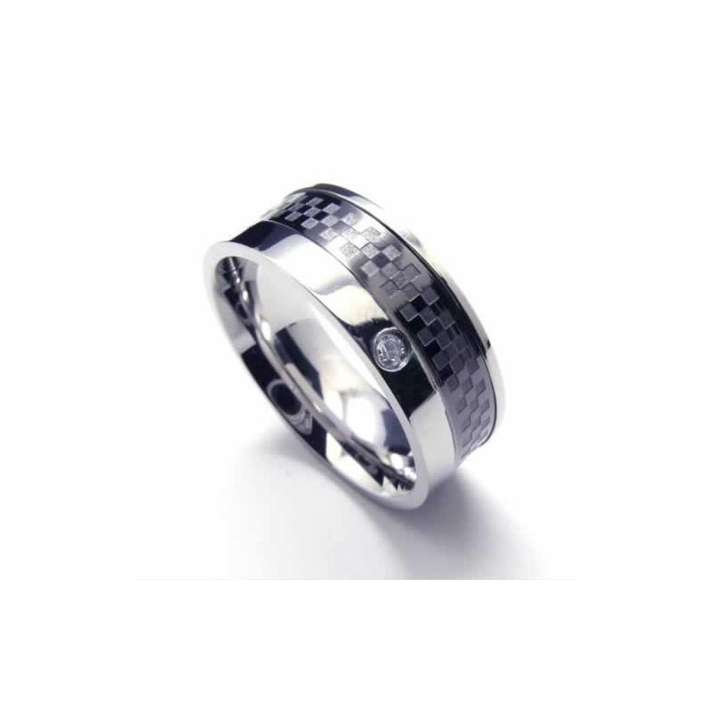 Diamanten 8 Mm Titanium Ingelegde Ring