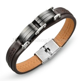 Klassieke Heren Titanium Leren Armband C963