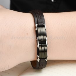 Klassieke Heren Titanium Leren Armband C963