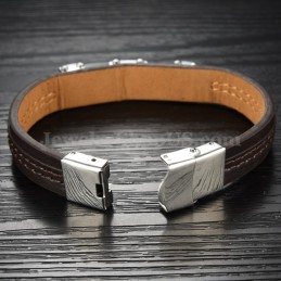 Klassieke Heren Titanium Leren Armband C963