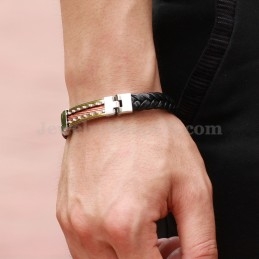 Personality Heren Titanium Leren Armband C817
