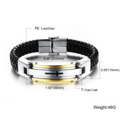 Heren Cross Titanium Leren Armband C916