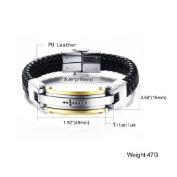 Heren Titanium Leren Kruisarmband C918
