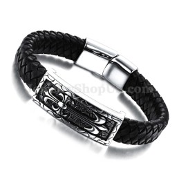 Prachtige Heren Titanium Leren Armband C896