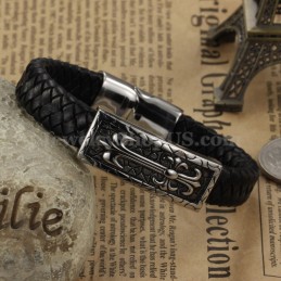 Prachtige Heren Titanium Leren Armband C896