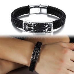 Prachtige Heren Titanium Leren Armband C896