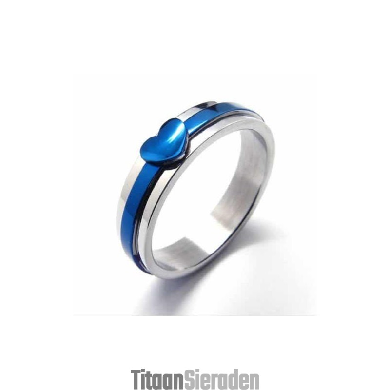 Zoete 5 Mm Blauwe Titanium Ring