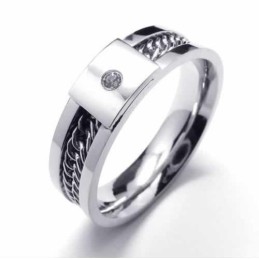 Diamanten Zetting 6 Mm Titanium Ingelegde Ring