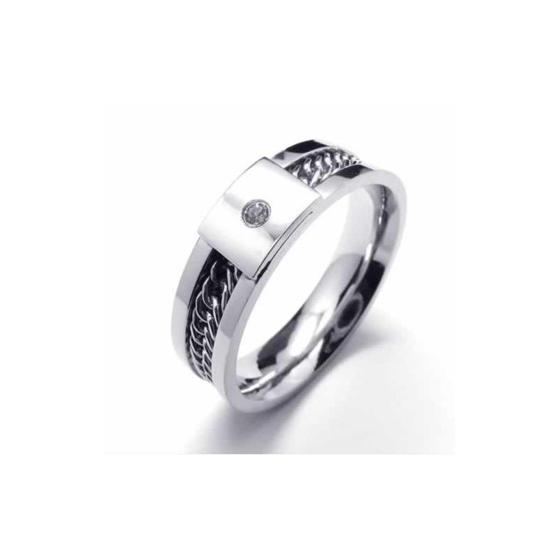 Diamanten Zetting 6 Mm Titanium Ingelegde Ring