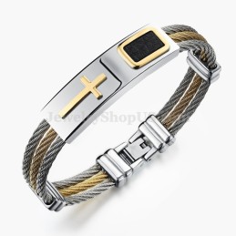 Heren Titanium Gouden Kruisarmband C785